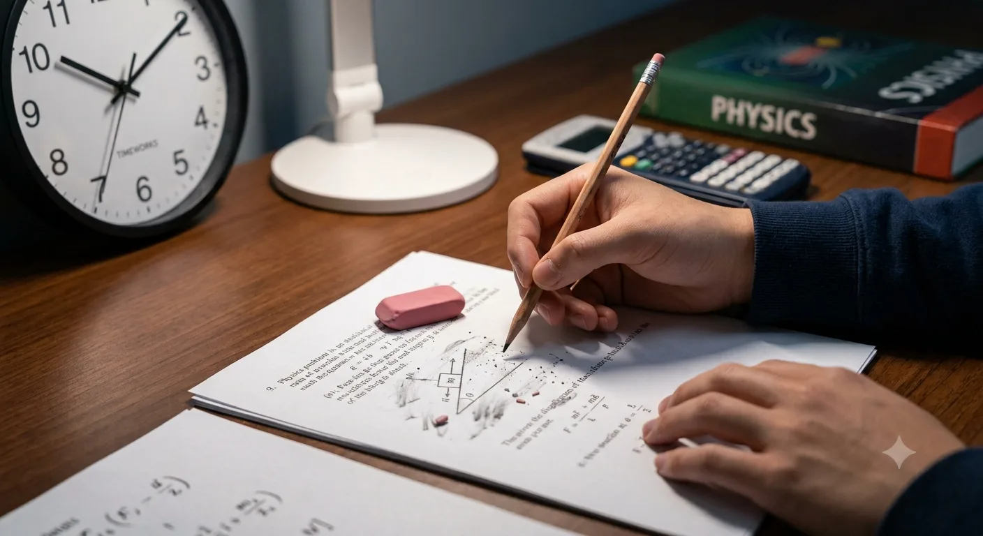 Student spending excessive time on one physics question under timed exam conditions
