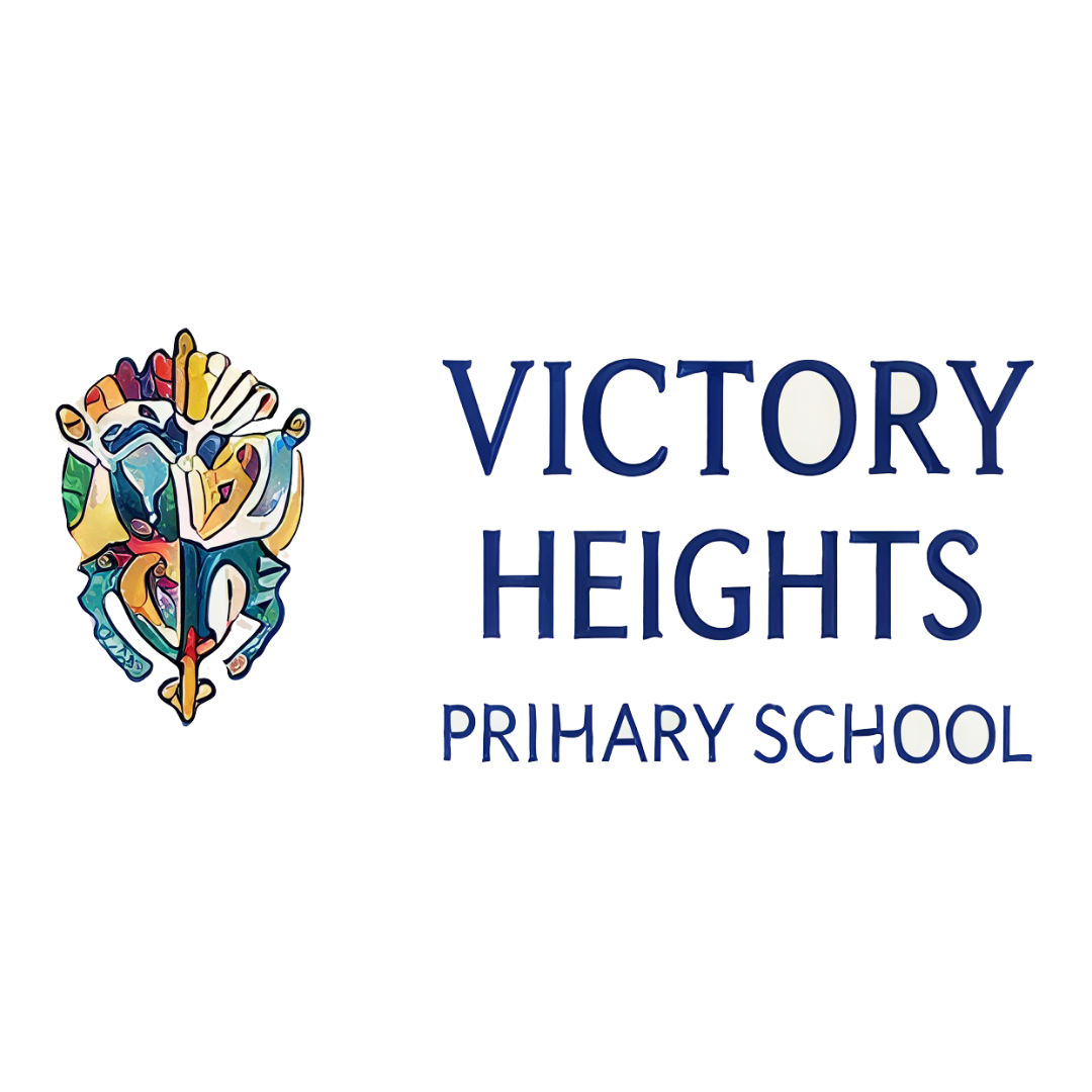 Victory Heights Primary School logo. Ustaad supports VHPS primary years students in maths, English, and Year 6 SATs.